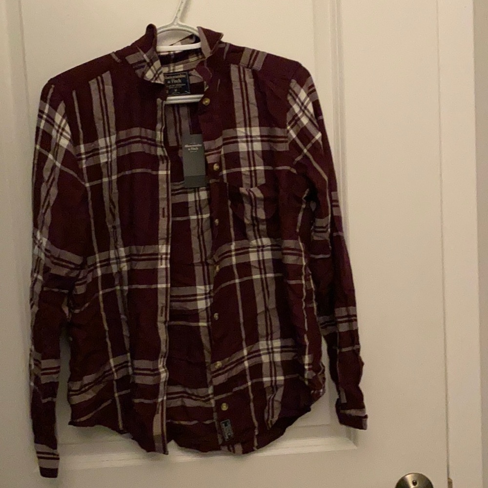 Flannel Burgundy button-down long sleeve shirt